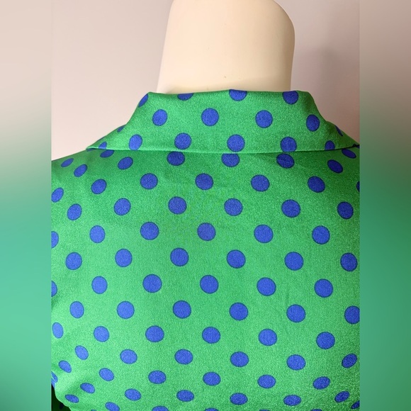 Monteau Green and Blue Blazer with Polka Dot Design - Picture 8 of 10